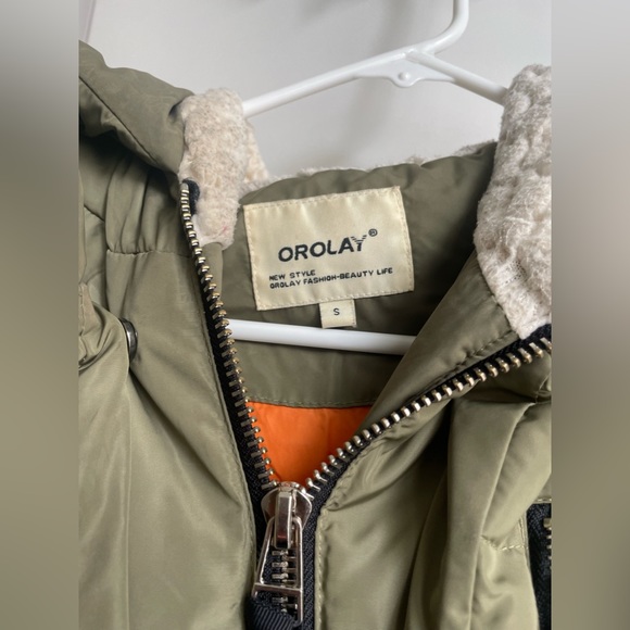 Orolay Zip Front Thickened Down Jacket Olive Small - Picture 5 of 6